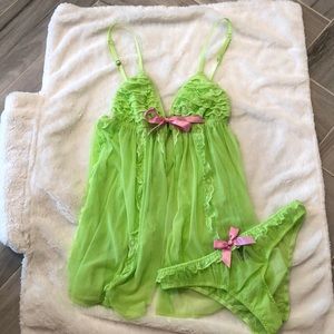 Victoria’s Secret lime green and pink babydoll
